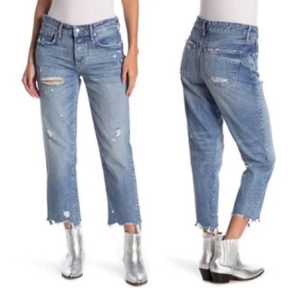 Free People Good Times Chewed Hem Relaxed Jeans - Picture 1 of 5